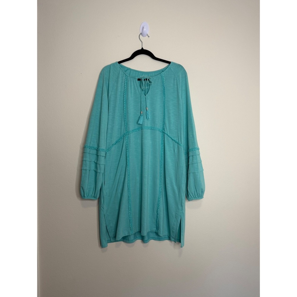 Coolibar Balandra Beach Cover-Up Dress Aqua UPF 50+ Sun Protection Large